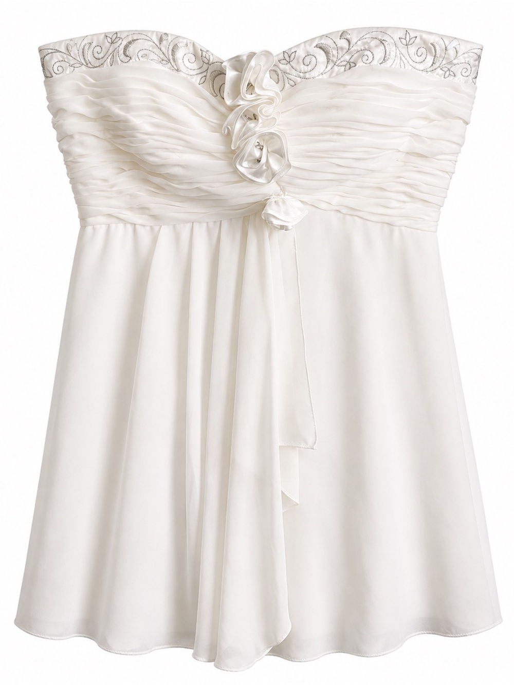 Vintage Decode 1.8 White Strapless Ruched Cocktail Wedding Dress Size 10